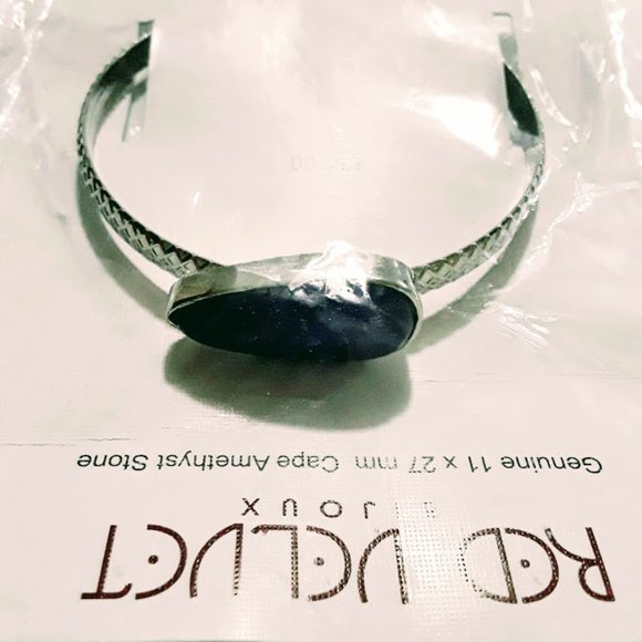 đź›’3 for $15 Sale!! Red Velvet Bijoux Genuine Cape Amethyst Stone Open Bracelet - Picture 2 of 4
